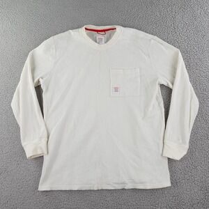 Topo Designs Shirt Mens Large White Thermal Hiking Outdoors Camping Waffle Knit